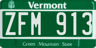 VT license plate ZFM913