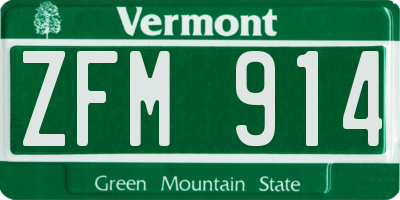 VT license plate ZFM914