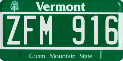 VT license plate ZFM916