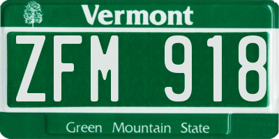VT license plate ZFM918