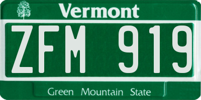VT license plate ZFM919
