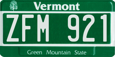 VT license plate ZFM921