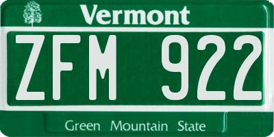 VT license plate ZFM922