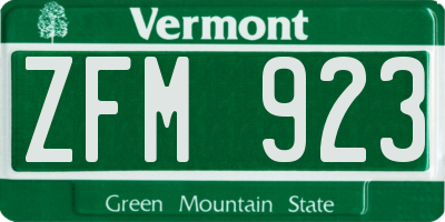 VT license plate ZFM923