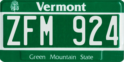VT license plate ZFM924