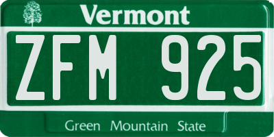VT license plate ZFM925