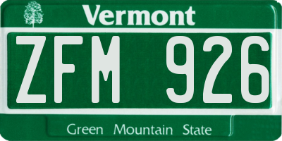 VT license plate ZFM926