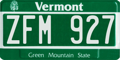 VT license plate ZFM927