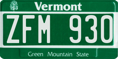 VT license plate ZFM930