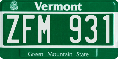 VT license plate ZFM931
