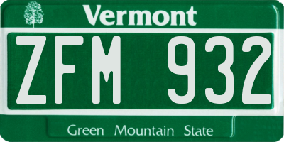VT license plate ZFM932