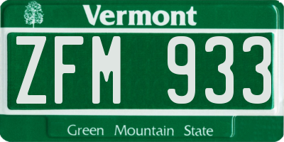 VT license plate ZFM933