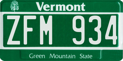 VT license plate ZFM934