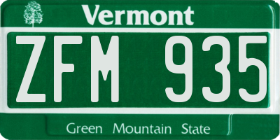 VT license plate ZFM935