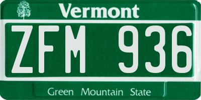 VT license plate ZFM936