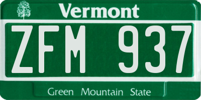 VT license plate ZFM937