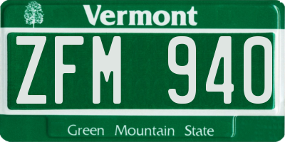 VT license plate ZFM940