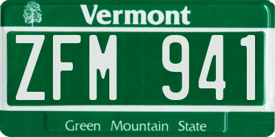 VT license plate ZFM941