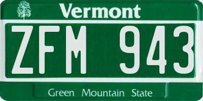 VT license plate ZFM943