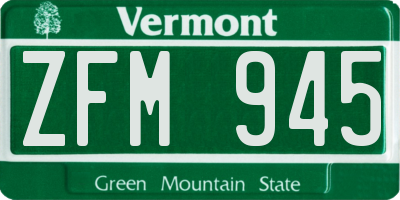 VT license plate ZFM945