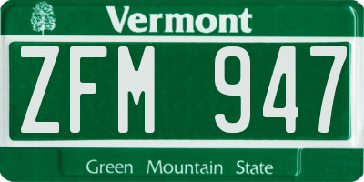 VT license plate ZFM947