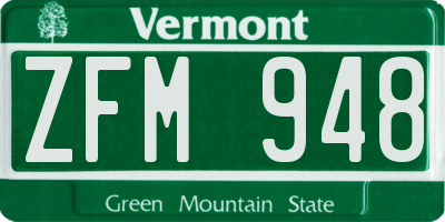 VT license plate ZFM948