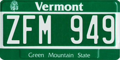 VT license plate ZFM949