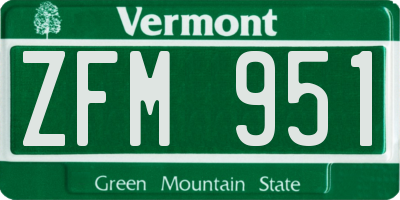 VT license plate ZFM951