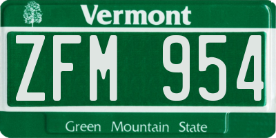 VT license plate ZFM954