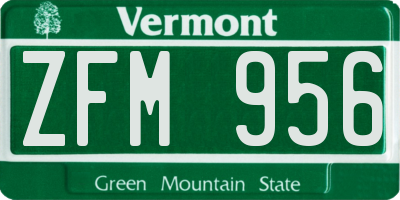 VT license plate ZFM956