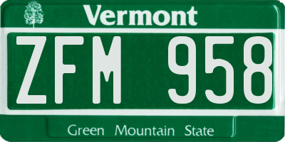 VT license plate ZFM958