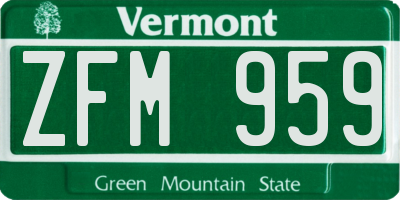 VT license plate ZFM959