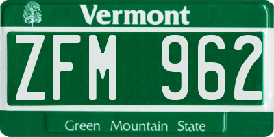 VT license plate ZFM962