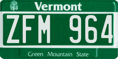 VT license plate ZFM964