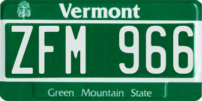 VT license plate ZFM966