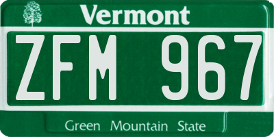 VT license plate ZFM967
