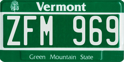 VT license plate ZFM969