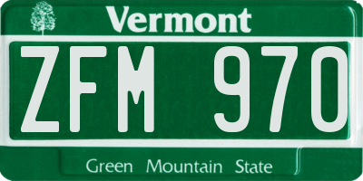 VT license plate ZFM970