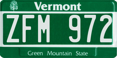 VT license plate ZFM972