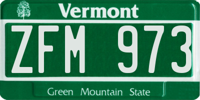 VT license plate ZFM973