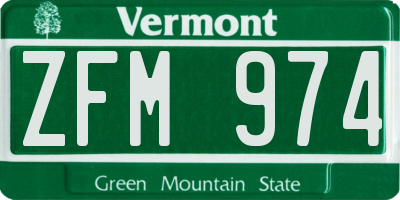 VT license plate ZFM974