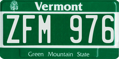 VT license plate ZFM976