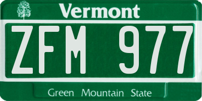 VT license plate ZFM977