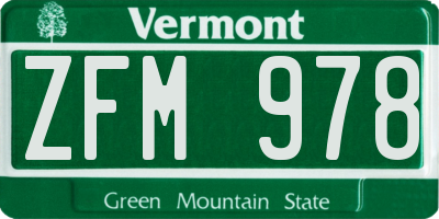 VT license plate ZFM978