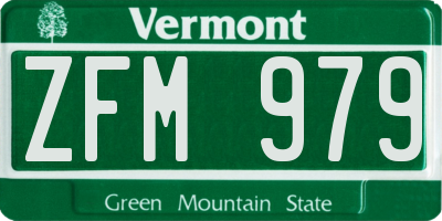 VT license plate ZFM979