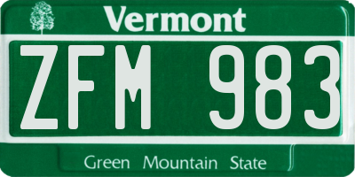 VT license plate ZFM983