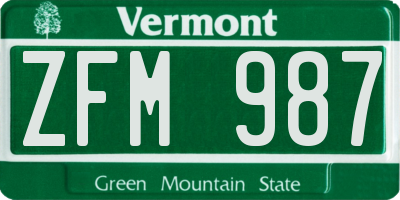 VT license plate ZFM987