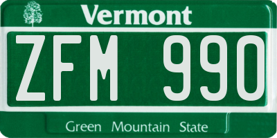 VT license plate ZFM990