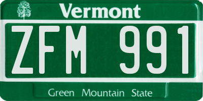 VT license plate ZFM991