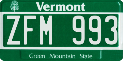VT license plate ZFM993